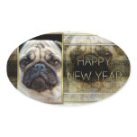New Year - Golden Elegance - Pug Stickers