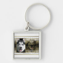 New Year - Golden Elegance - Siberian Husky Keychains