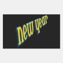 New Year Rectangular Stickers