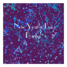 New Year’s Eve Party, Action Painting  Art Personalized Invitation