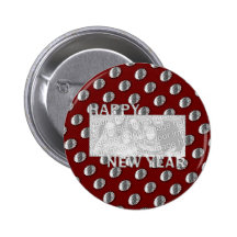 New Years Cut Out Photo Frame Medallion Pinback Button