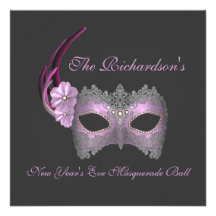 "New Year's Eve Masquerade Ball" - Lilac Mask [1] Personalized Invite