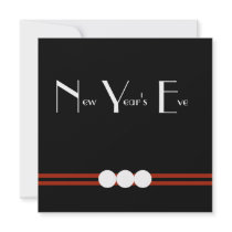New Years Eve Party in Black and White Personalized Invitations