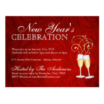 New Years Eve Party Invitations Postcards