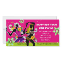 New Year's Eve Party Photo Card Dancing Pink