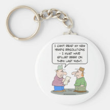 New Year's resolutions beer spilled Key Chain