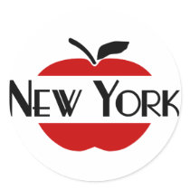 New York Art Deco With 2-Colour Apple, Sliced Round Stickers
