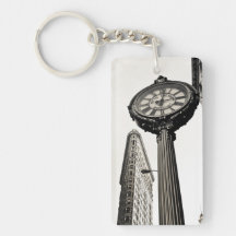 New York City - Flatiron Building and Clock Acrylic Keychain