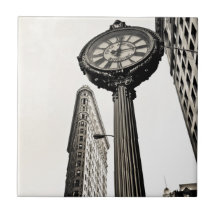 New York City - Flatiron Building and Clock Ceramic Tiles
