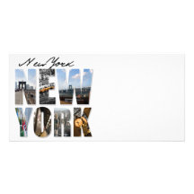 New York City Graphical Tourism Montage Photo Greeting Card