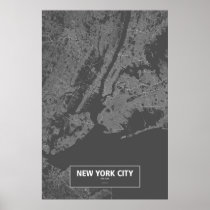 New York City, New York (white on black) Posters