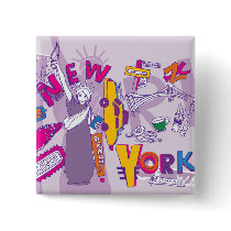 New York City NYC ~ Famous Tourist Sights Pinback Buttons