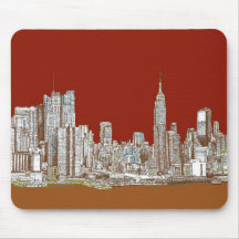 New York city red sepia Mouse Pads