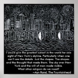 New York City Skyline Crying Out Who Is John Galt? Posters