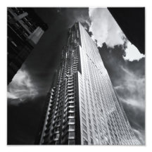 New York City Skyscraper in Black and White Photo Art