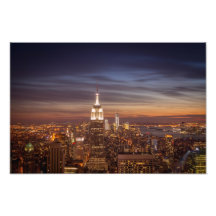 New York Cityscape Skyline - Skyscrapers at Sunset Art Photo