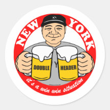 NEW YORK DOUBLE HEADER ROUND STICKER