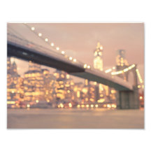 New York - Dreamy Bokeh Brooklyn Bridge Photographic Print