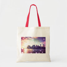 New York Fairy Tale - Rainbow Heart Bokeh Canvas Bags