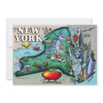 New York Map CARD Personalized Announcements