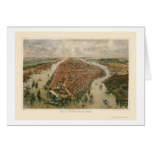 New York, NY Panoramic Map - 1865 Card