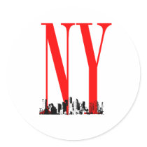 New York NY Skyline Logo Design Stickers
