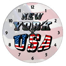 New York Picture and USA Text Clock