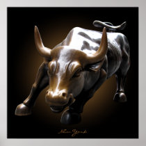 New York Poster Landmark New York Bull Print