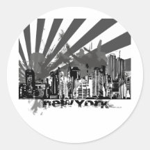 New York Round Stickers