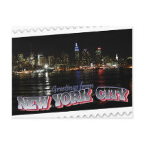 New York Skyline at Night Empire State Post Cards