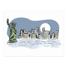 New York Skyline by Moonlight Post Card