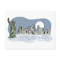 New York Skyline by Moonlight Post Card