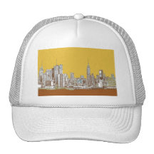 New York skyline in yellow Trucker Hats