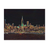 New York Skyline Neon Poster