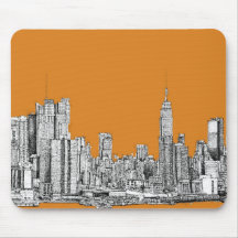 New York skyline orange Mouse Pad