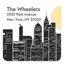 New York Skyline Silhouette Address Label Sticker
