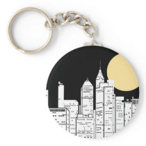 New York Skyline Silhouette Keychain