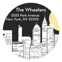 New York Skyline Silhouette Round Sticker