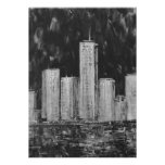 New York Skyscrapers Black and White Invitation