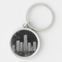 New York Skyscrapers in Oil  Keyring/Keychain