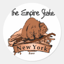 New York The Empire State Beaver Round Stickers