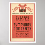 New York Theatre Music 1940 WPA Print