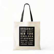NEW YORK TRAIN SCROLL TOTE CANVAS BAGS