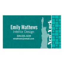 New York; Turquoise Squares; Retro Business Cards