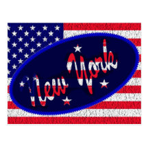 New York US flag postcard