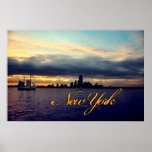 New York Waterfront Sunset Poster