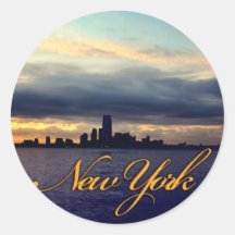 New York Waterfront Sunset Sticker