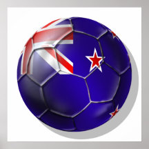 New Zealand All whites kiwi flag Ball Poster