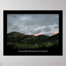 New Zealand Hillside w/ Black Border Posters