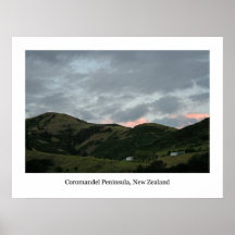 New Zealand Hillside w/ White Border Poster